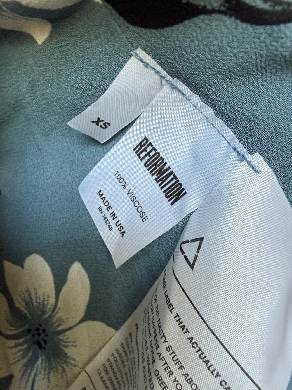 Reformation Floral Wrap Mini Dress in Slate Blue - Picture 6 of 6